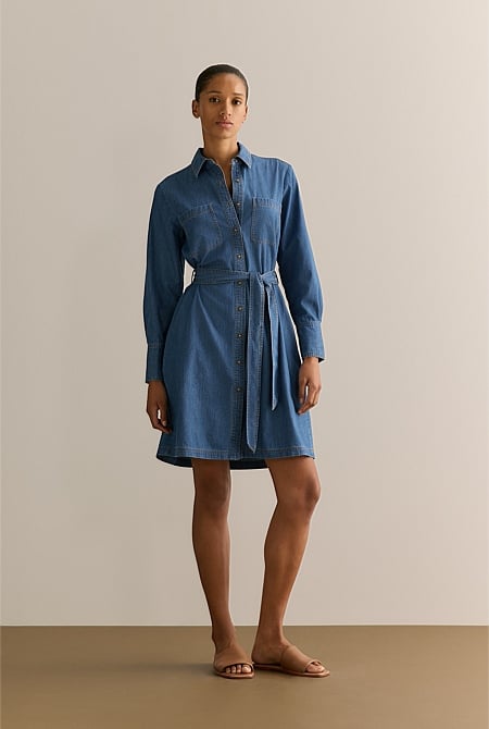 Cotton Denim Shirt Dress