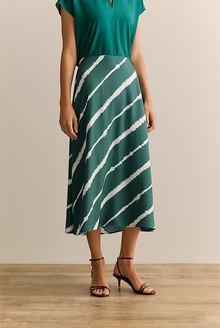 Feather Stripe Mini Twill Skirt