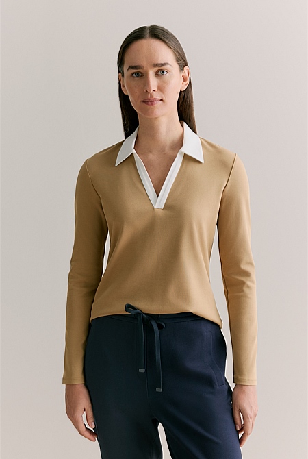 Modal Cotton Interlock Contrast Polo