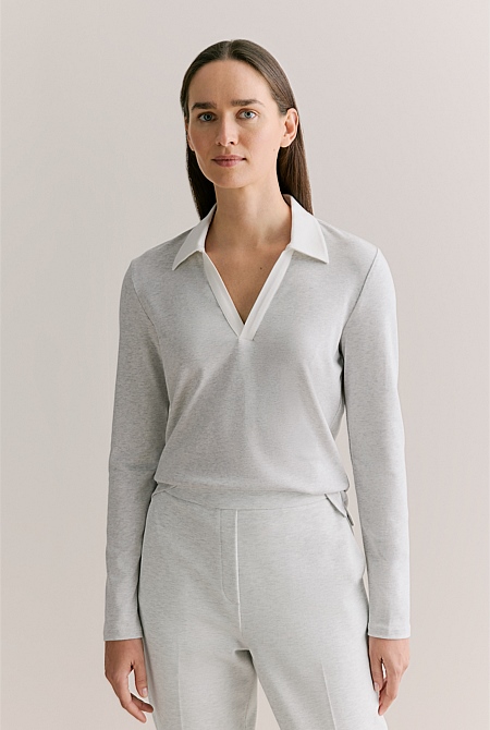 Modal Cotton Contrast Collar Polo