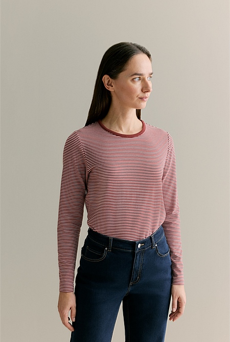 Organically Grown Cotton Stripe Monogram T-shirt