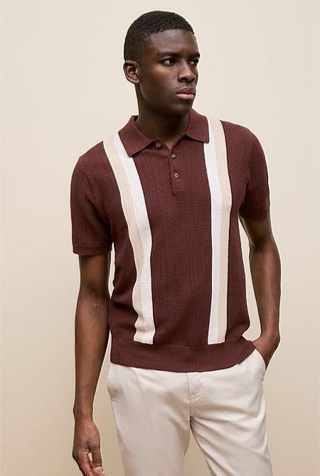 Cotton Linen Graphic Knit Polo