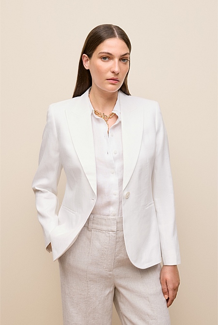 Linen Cotton Herringbone Blazer