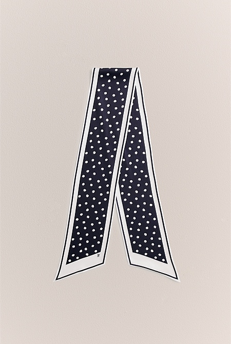 Spot Silk Twill Slim Scarf