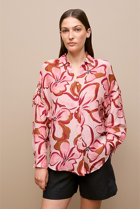 Peony Linen Silk Resort Shirt
