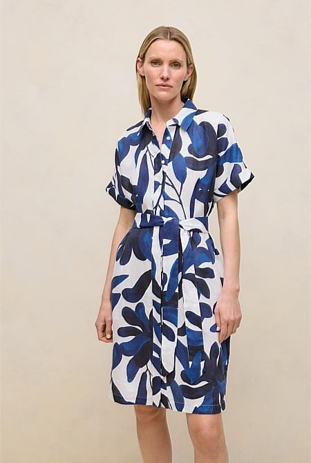 Marea Linen Short Sleeve Shirt Dress