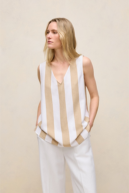 Cabana Stripe V Neck Trapeze Tank