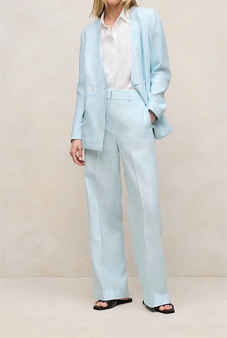 Linen Tailored Wide Leg Pant
