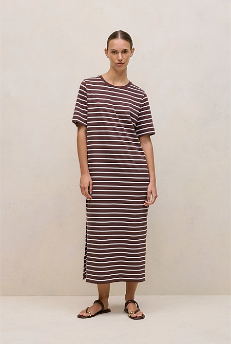 Cotton Stripe Relaxed T-shirt Dress