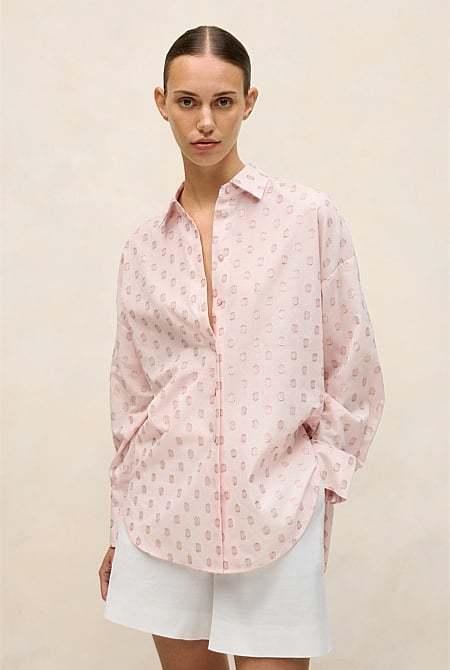 Cotton Blend Textured Spot Shirt