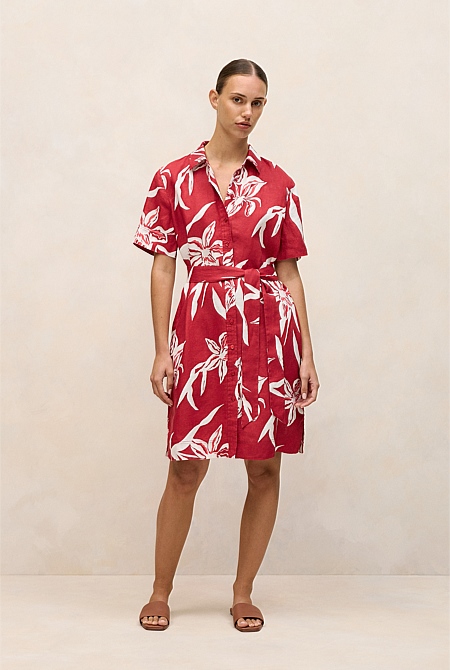 Wild Iris Linen Belted Shift Dress