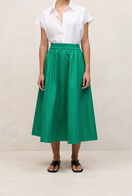 Cotton Poplin Pull On Skirt