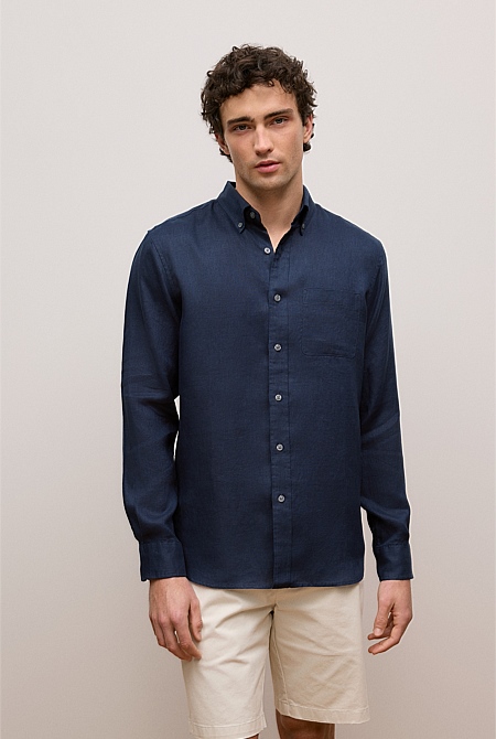 Regular Fit Linen Classic Long Sleeve Shirt