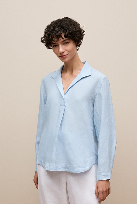 Yarn Dyed Linen Popover Shirt