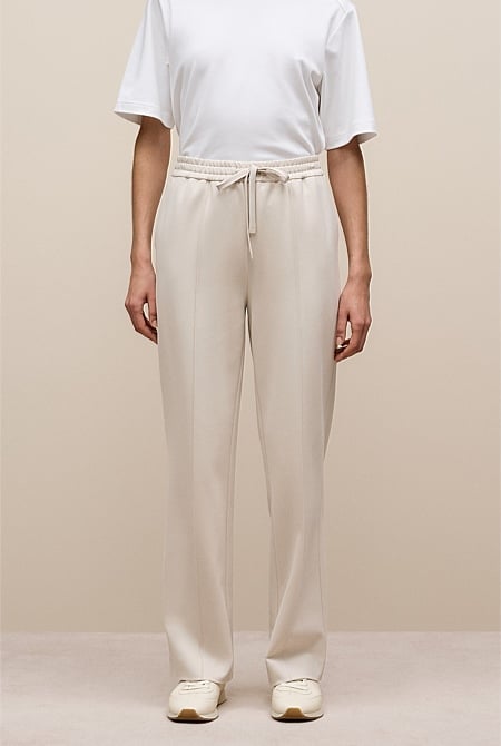 Ponte Pintucked Wide Leg Pant