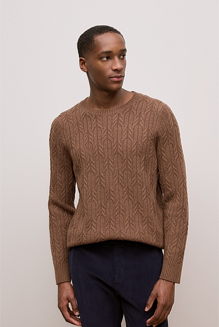 Merino Cable Knit Crew
