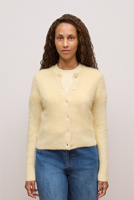 Brushed Alpaca Button Through Cardigan