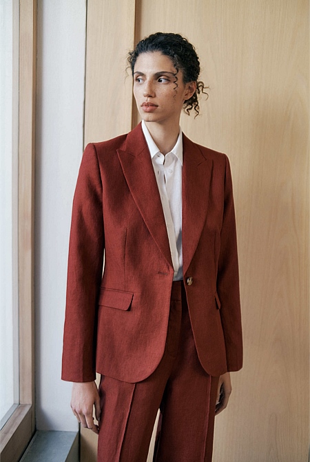 Linen Twill Single Breasted Blazer