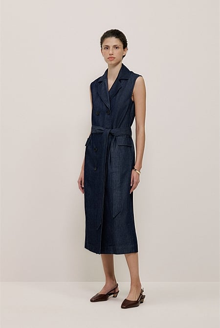 Denim Sleeveless Trench Dress