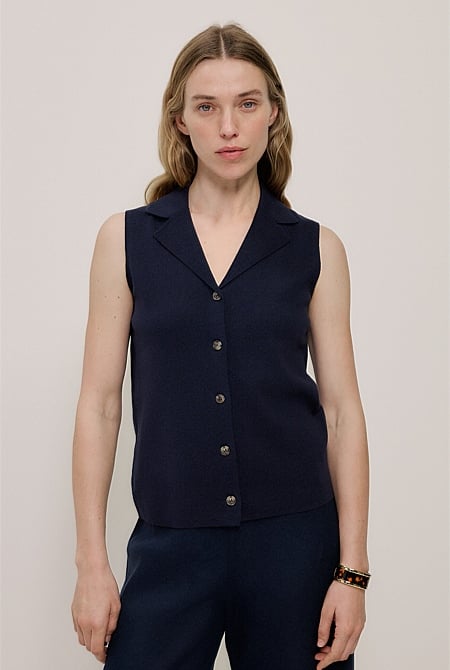 Cotton Cashmere Knit Vest