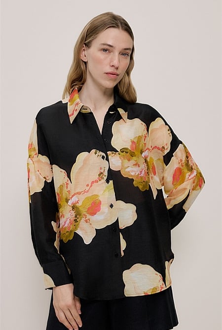 Caelia Linen Silk Relaxed Shirt