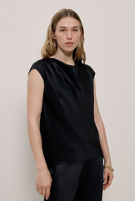 Satin Cowl Neck Blouse