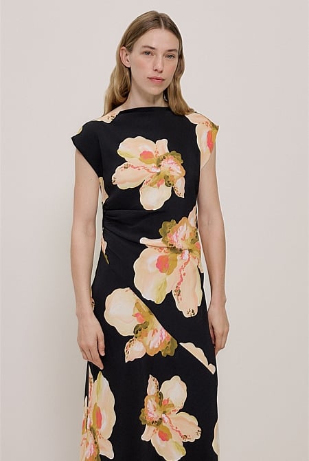 Caelia Draped Bias Dress