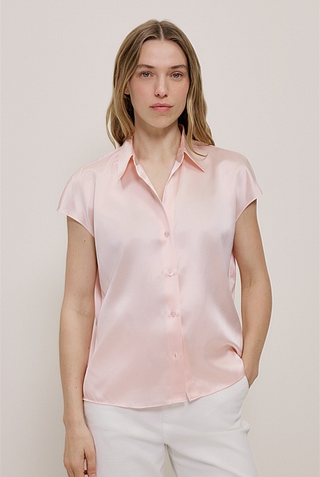 Silk Satin Cap Sleeve Shirt