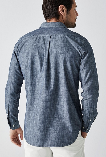 Washed Indigo Indigo Chambray Shirt Men Shirts Trenery