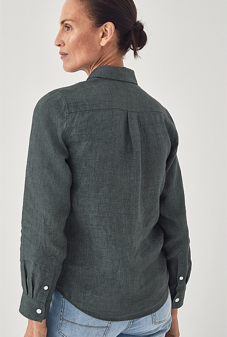 Seaweed Linen Delave Classic Shirt - WOMEN Shirts | Trenery