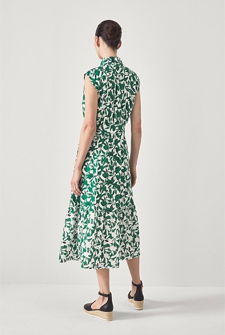 Tangled Floral Spliced Print Dress