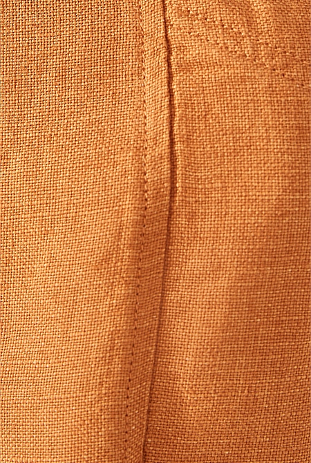 Golden Honey Linen Yarn Dyed Seam Front Pant - WOMEN Pants | Trenery