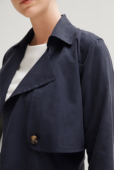 Night Sky Draped Trench Coat - WOMEN Jackets & Coats | Trenery