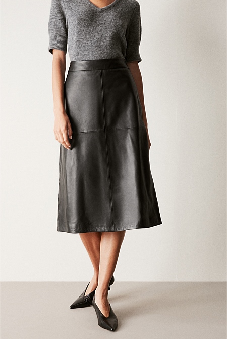 Leather A-Line Skirt