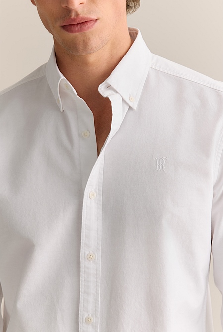 Tailored Fit Cotton Monogram Oxford Shirt