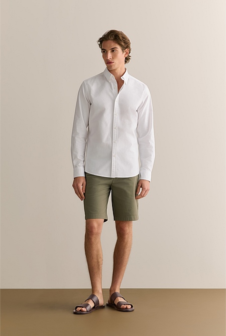 Tailored Fit Cotton Monogram Oxford Shirt