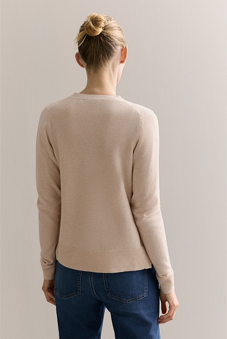 Merino Cashmere V Neck Cardigan