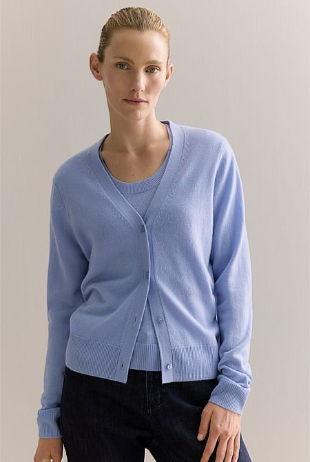 Merino Cashmere V Neck Cardigan