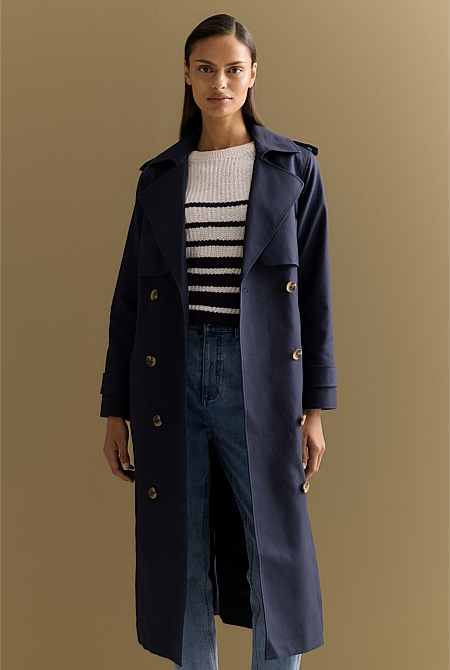 Cotton Longline Trench Coat