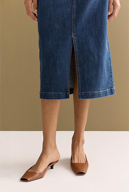 Australian Cotton Blend Classic Denim Skirt