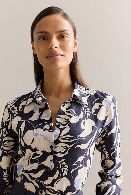 Linen Floral Classic Shirt