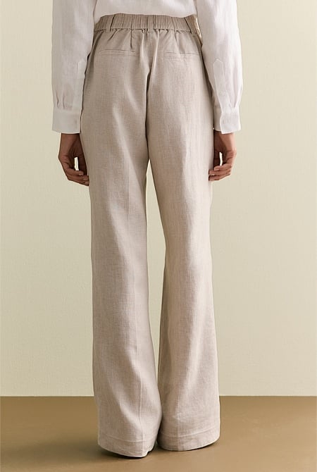 Yarn Dyed Linen Wide Leg Pant