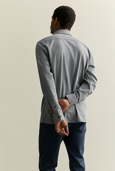 Washed Denim Pocket Detail Shirt