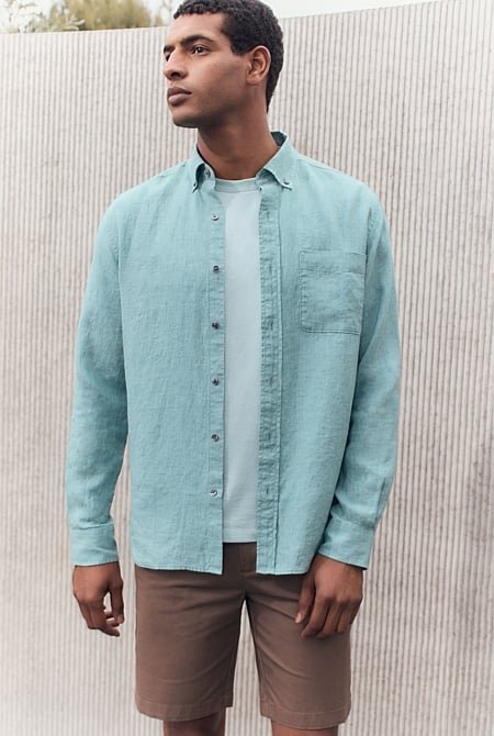 Regular Fit Delave Linen Long Sleeve Shirt