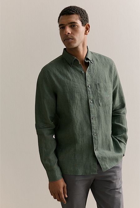 Regular Fit Delave Linen Long Sleeve Shirt