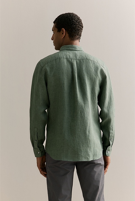 Regular Fit Delave Linen Long Sleeve Shirt