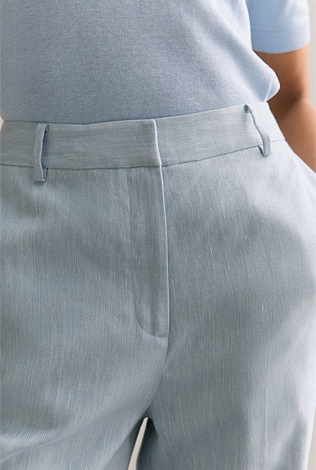 Linen Cotton Yarn Dyed Herringbone Pant