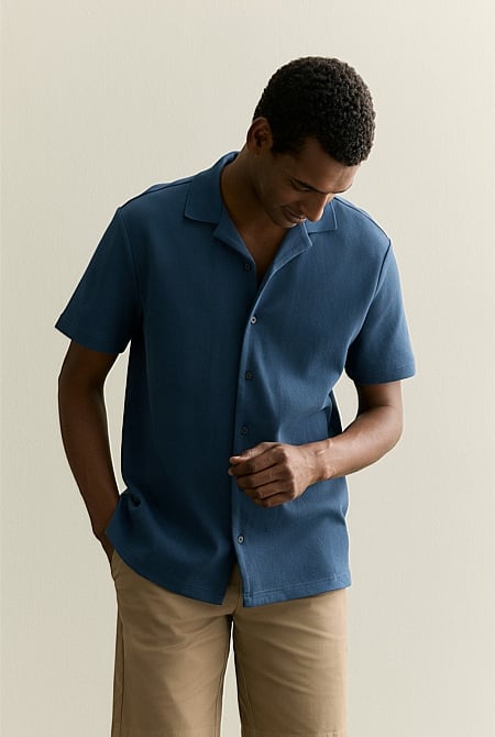 Regular Fit Cotton Blend Pique Shirt