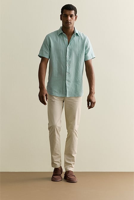 Regular Fit Delave Linen Short Sleeve Shirt