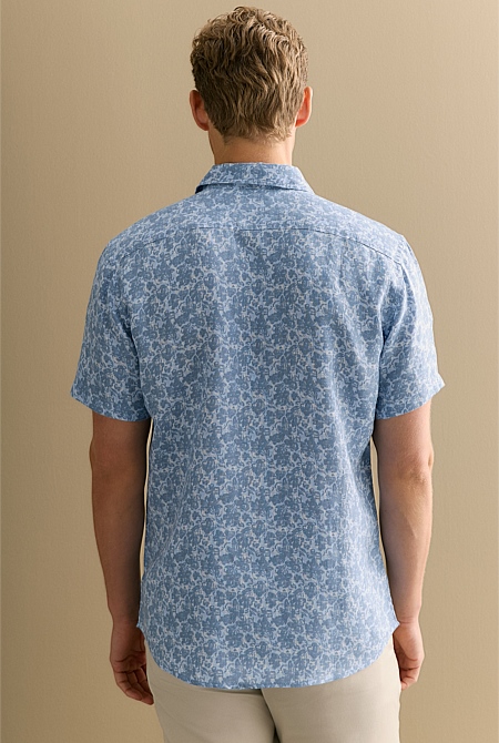 Regular Fit Linen Floral Short Sleeve Shirt